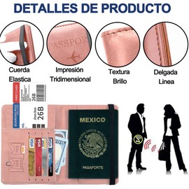 Maxgeen Cartera para Pasaporte RFID de Mujer 2PCS,Funda Pasaporte de Viaje para Hombre,Portátil Soporte para Pasaporte y Vacuna