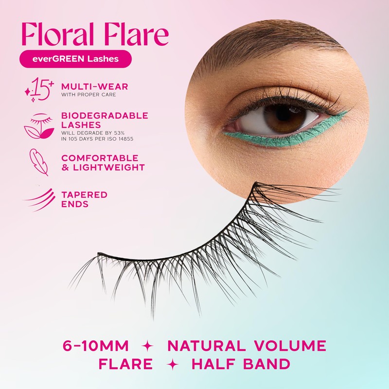 everGREEN Plant Lashes, Half Lashes, Strip Lashes, Natural Wispy Eyelashes,