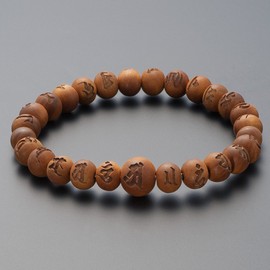 Butsudanya Takita Shoten Special Bracelet Bracelet with Komyo Shingon Carved, Indian Sandalwood, 0.3 inch (8 mm) Ball (Shakuni Ball) ◆ Strongest Evil Guard with Braid Prayer Bracelet, Prayer Beads