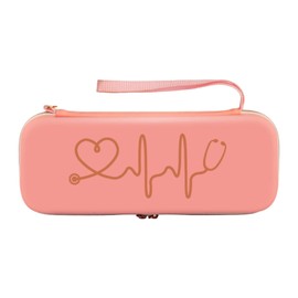 perfeclan Stethoscope Carrying Case Storage Box Portable, Wear Resistant, with Wrist Strap, Waterproof Nurse Accessories Organizer, Pink