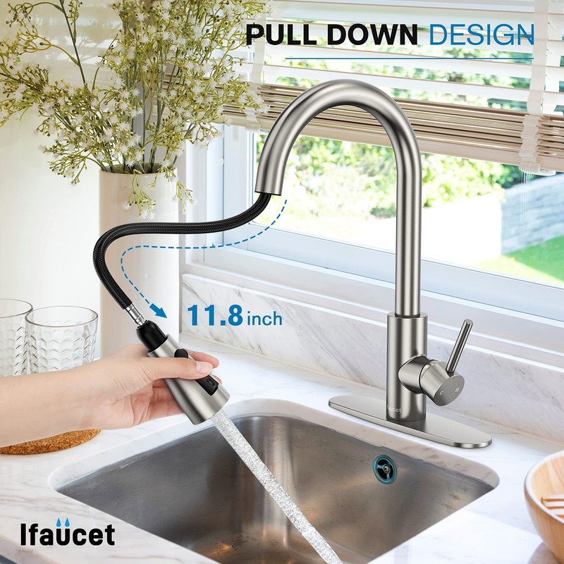 Kitchen Faucets, Kitchen Faucet with Pull Down Sprayer, High Arc