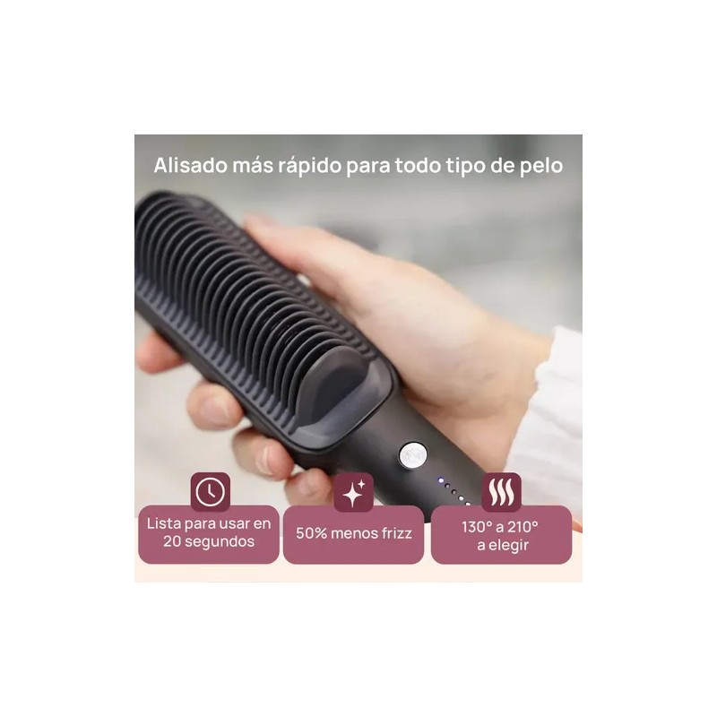 Cepillo Alaciador Electrico Sance Peine Alisador Profesional Rosa 2