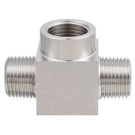Yoebor Stainless Steel 304 Pipe Fitting Female Branch Tee, 1/4" NPT Male x 1/4" NPT Female x 1/4" NPT Male 3-way T-fitting, 1pc