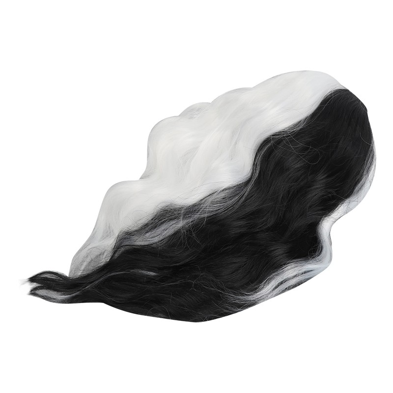 Black and White Short Wavy Wig Women Cosplay Party Shoulder
