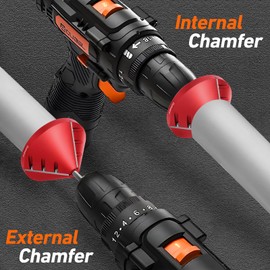 2 in 1 Inner-Outer PVC Deburring Tool, PVC Chamfer Tool, Pipe Deburring Reamer Plumbing Tool for OD 0.75" to 4.6", ID 0.92" to 4.8" PVC, CPVC, ABS, PP, PE Pipe