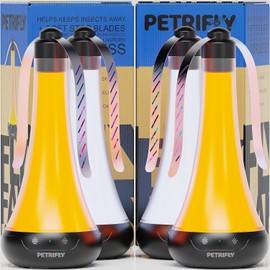 Petri Fly Fans for Tables 4pk with Anti Bug Light - Food Fans to Keep Flies Away from Food - Spinner Fly Fan for Outdoor Table - Repellent