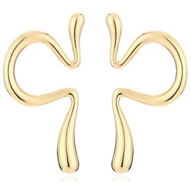 REELMAR Gold Ear Cuffs for Women Teardrop Ear Cuff Non Piercing Clip On Earrings Trendy Water Drop Ear Cartilage Upper Helix Wrap (2-Gold)