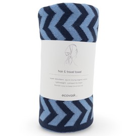 Ecovask Travel Towel & Hair Wrap - Organic Cotton, Original / Navy Cornflower Chevron