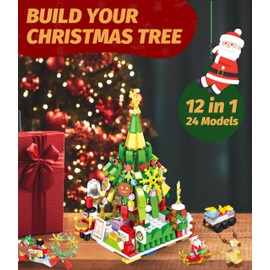 Advent Calendar 2024 Christmas Gift Set Building Blocks Kit, 24 Days Christmas Countdown Surprise Building Set, Christmas Tree Advent Calendar Family Advent Calendar for Adults Women Men Teen Boys Girls