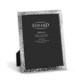 EDZARD Pavia Picture Frame for Photo DIN A4 = 21 x 29.7 cm Elegant Silver-Plated Tarnish-Resistant with Velvet Back Includes 2 Hangers Photo Frame for Standing and Hanging