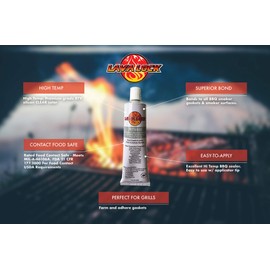 LavaLock® Food Safe BBQ Grade Adhesive Grill Smoker High Temp RTV Silicon - Clear 3 Ounce
