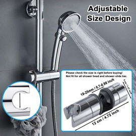 xlehoely Shower Head Holder for Slide Bar,Adjustable Shower Bracket Holder for Slide Bar Slider Clamp Bathroom Replacement,Universal 18-25MM O.D.,360 Degree Rotation Sprayer Holder,ABS Chrome