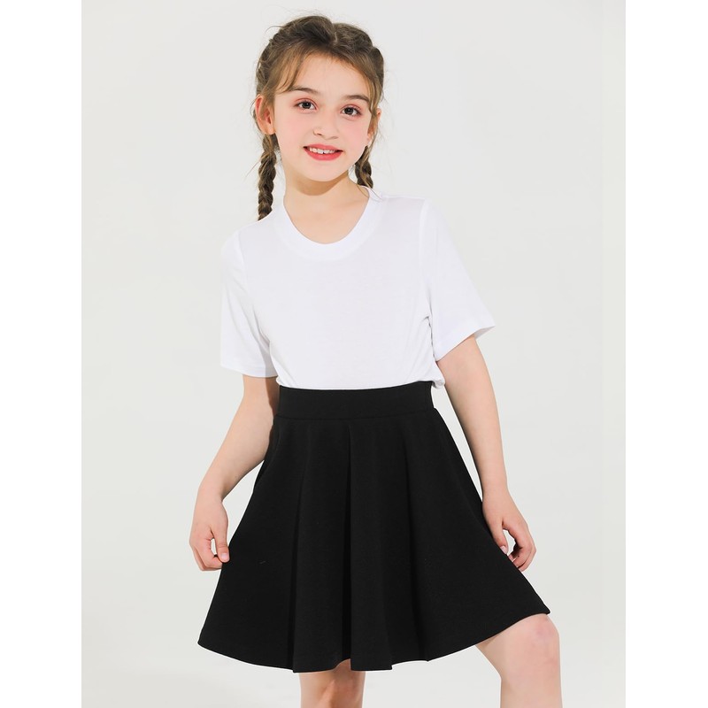 Hvididan Black Skirt for Girls,Size 13-14 Uniform Pleated Skater Skirts