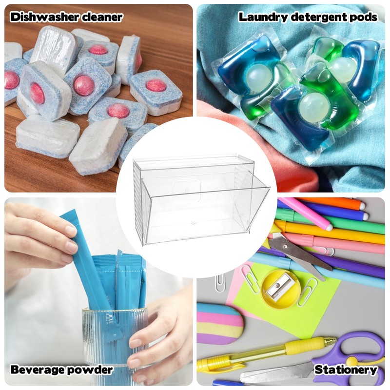 Rainmae Dishwasher Detergent Pod Holder Clear Acrylic Wall Mounted Large
