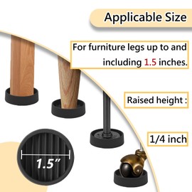 Jayen Rubber Furniture Caster Cups, Non-Slip Round Furniture Pads, 1.5"