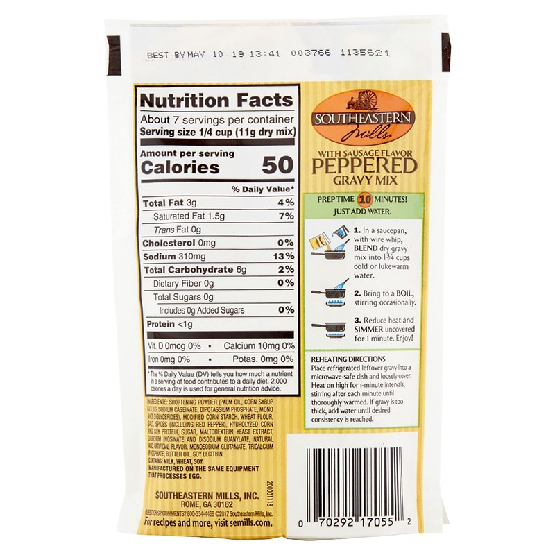 Southeastern Mills Old Fashioned Peppered Gravy Mix, With Sausage Flavor