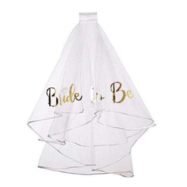 Ucity Gold Print Bride to be Veil for Bachelorette Party Supplies Bridal Shower Wedding Decorations