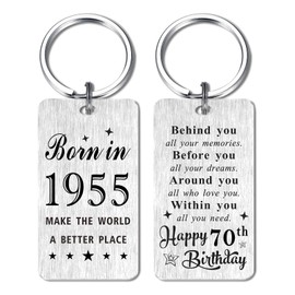70th Birthday Gifts for Women Men Female Male - 70 Year Yr old Birthday keyring for Her Him Woman Man 1955 Birthday