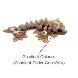 3D Printed Dragon - 5 Inch Tiny Lunar Dragon - Multicolour Details with Cute Eyes, Fully Articulated, Desk Fidget Toy, Birthday Gift, Kids and Adults, Collectible (Cappuccino Rainbow)