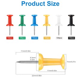 Pack of 600 Multicoloured Pins Coloured Map Pins Push Pins for Pictures, Photos, Signs on Cork Black Board, Home, Office and School (6 Colours)