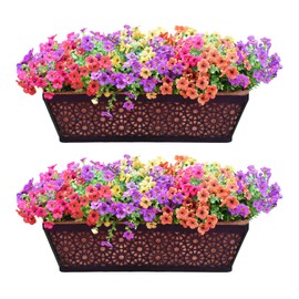 XXFBJNMD 2 Pack 24 Inch Window Boxes Planters with Coco Coir Liner Metal Hanging Flower Planter Window Basket Deck Railing Planter Boxes for Outdoor Indoor Lawn