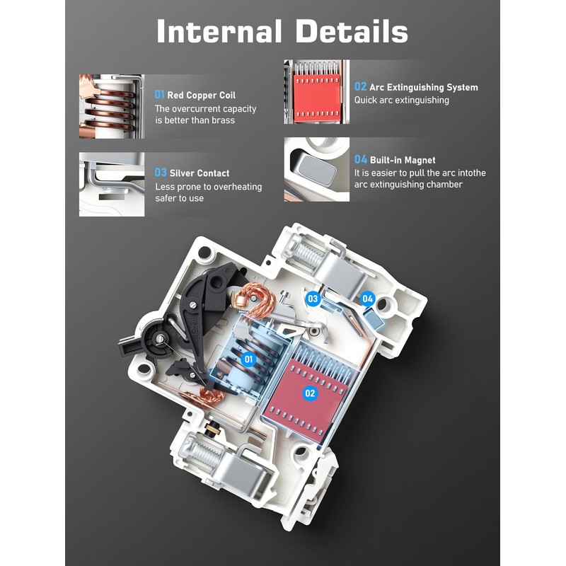 DIHOOL Solar Disconnect Switch, 30 Amp 2 Pole, DIN Rail