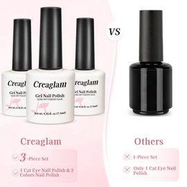 Creaglam Cat Eye Gel Nail Polish Set, 3 Pcs Rainbow Holographic 9D Magnetic Gel Nail Polish 1 Rainbow Shimmer Velvet Gel Nail Polish and 2 Colors Gel Polish (Pink and Black) UV LED Nail Lamp Nail Art