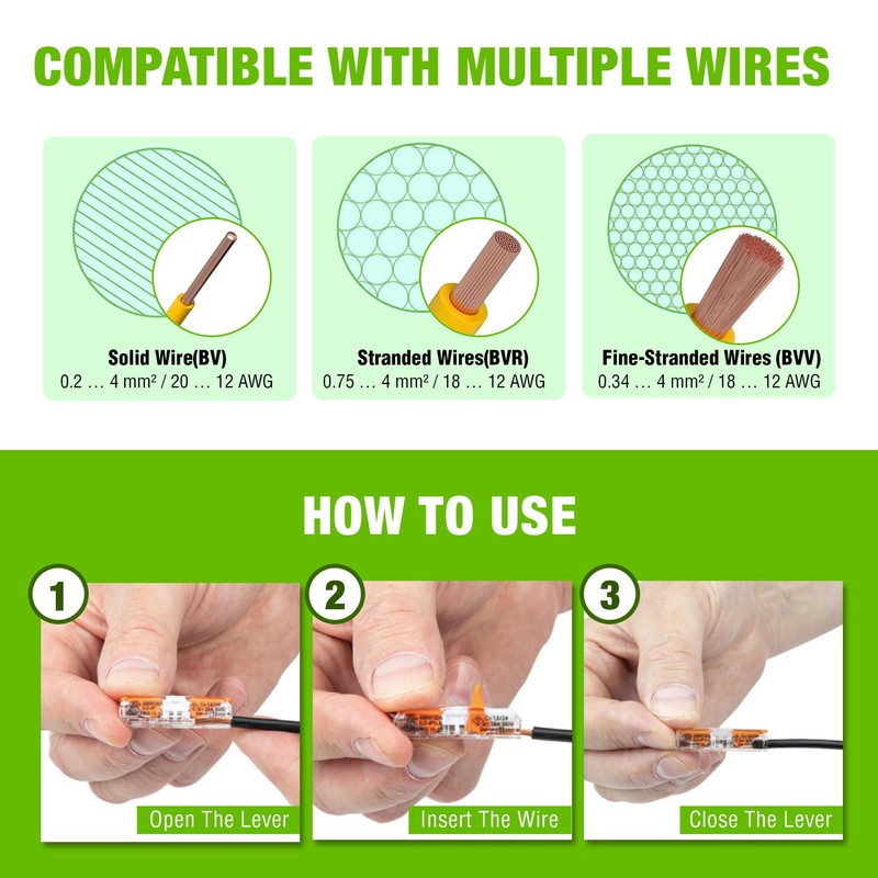 WAGO 221-2401 80pc Inline Compact Splicing Wire Connectors | Includes
