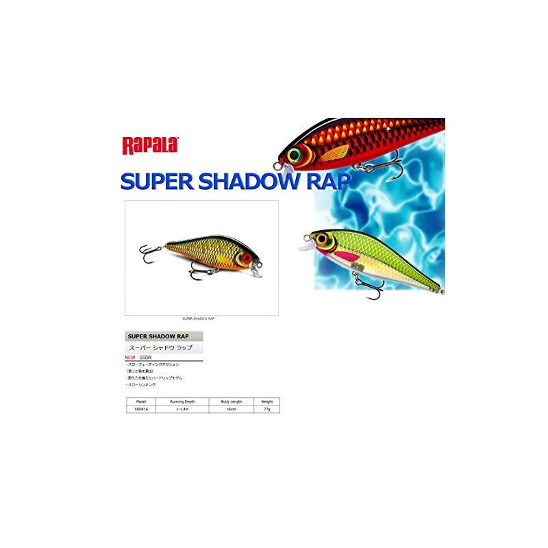 Rapala Super Shadow Rap Lure with Two No. 3/0 Hooks,