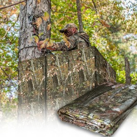 103"X37.5" Hunting Tree Stand Blinds for Deer Hunting Universal Camo Tree Ladder Stand Blind Kit with Zipper and 2 Pockets Tree Stand Cover for Hunting Deer, Elk, Hunting Blind & Accessories