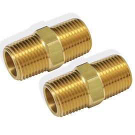 boeray 2pcs 3/8" to 3/8" NPT Male Thread Brass Straight Hex Nipple Fast Coupler Pipe Hose Fitting 3/8 inch x 3/8 inch Straight Fitting