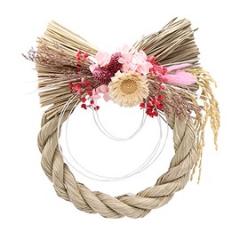Kamidana Wreath New Year Ornament, Japanese Decoration, Japanese Decoration, Japanese Decoration, Medium Pink, Money Luck; Boxed: 11.8 x 11.8 x 3.5 inches (30 x 30 x 9 cm); Entrance Door Wall Hanging Wreath, Indoor, Shimenawa, Shimenawa, Stylish, Cute, M