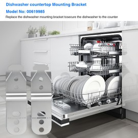 Dishwasher Mounting Bracket 619985 (2 Pack) - Compatible with Bosch Replaces - AP4538351, 00605007, 00628371, 605007, 619985, 628371 Models; Heavy-Duty Anti-Tip Clips for Granite Countertops (Silver)