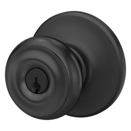 Schlage F51A GEO 622 COH Georgian Door Knob with Cohen Trim, Keyed Entry Lock, Matte Black