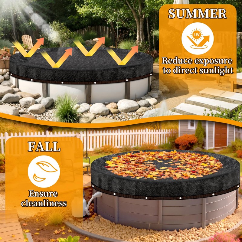 18ft Round Leaf Net Pool Cover for Above Ground Pools,Mesh