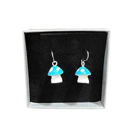 Mini Mushroom Style Earrings, Mushroom earrings,Toadstool Earrings, Mushy Earrings, Novelty Mushroom Earring, Mushroom Jewellery, Mushroom Gifts, Gift Box (Blue)