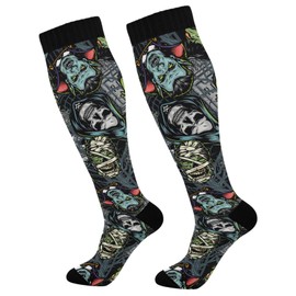 Hezely Scary Vampire Compression Socks for Women Men Knee High Running Socks for Medical Running,1 Pair