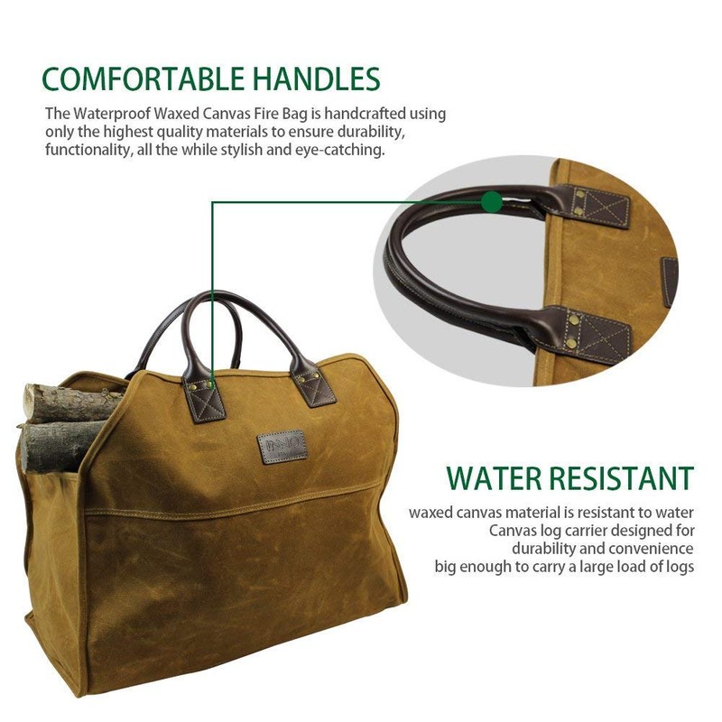 INNO STAGE Heavy Duty Wax Canvas Log Carrier Tote,Large Fire