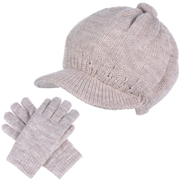 BYOS Womens Winter Plush Fleece Lined Newsboy Knit Cap Cabbie