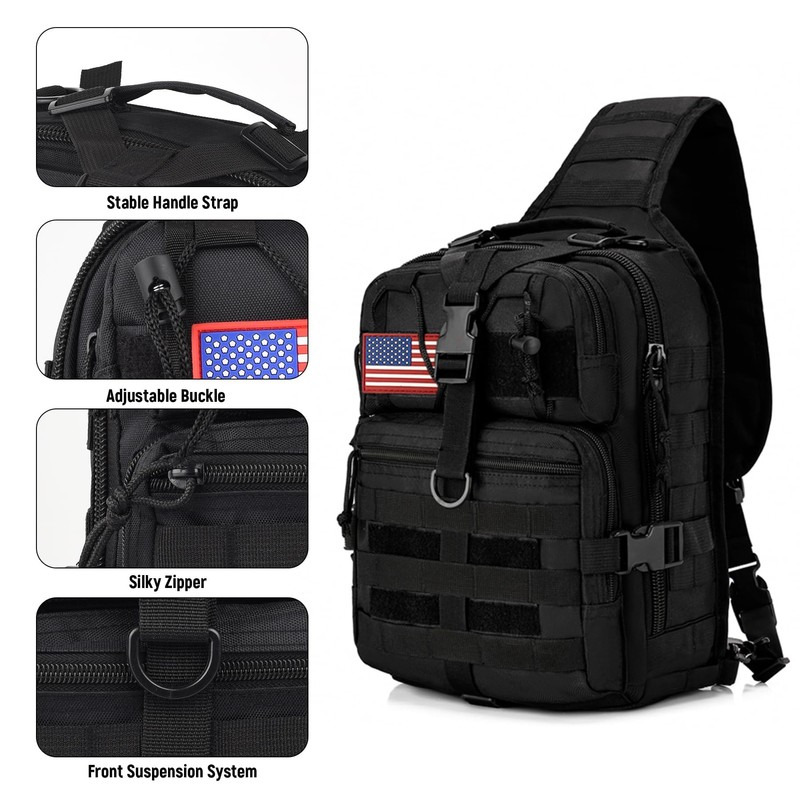 JUMAHE Tactical Sling Bag Backpack, Military Rover Shoulder Sling Pack,
