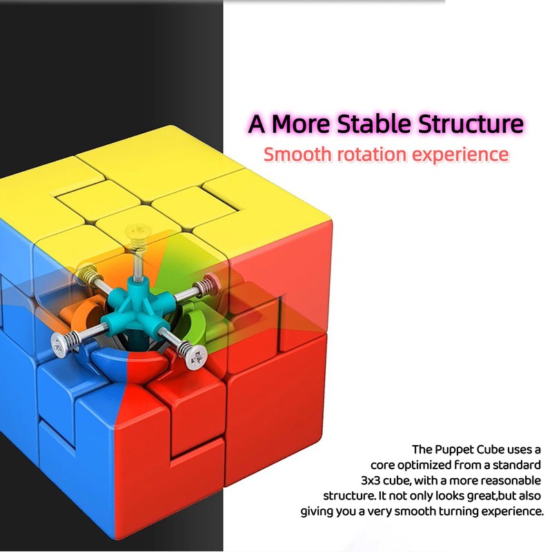 UMESCENE 3x3 Puppet Speed Cube, 3x3 Bandage Magic Cube, Brain
