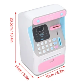 Large Capacity Bank, Face Recognition Kids ATM, Automatic Banknote Reel Money Bank Machine for Kids, Made of Plastic, with Password Safe, for Good Habits