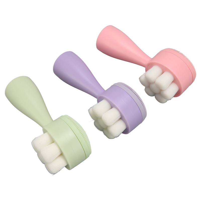 3pcs Facial Cleansing Brush Deep Cleansing Exfoliation Removing Blackhead Massaging