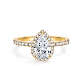 Oivley 2CT Pear Shaped Engagement Rings for Women Sterling Silver Rings with 18K White Gold Plated Cubic Zirconia Wedding Rings for Women Promise Rings for Her-110