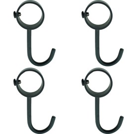 TAODAN 4PCS Black Stainless Steel Closet Rod Hook Heavy Duty Utility Hook Adjustable J Hook Metal Clothes Hook for Hanging Clothes Belt Jewellery Cookware