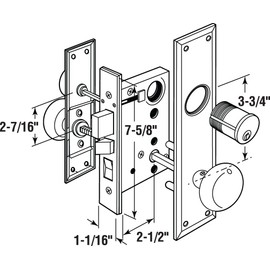 Segal SE 26010 Mortise Lock Set, Brass Right Hand, 2-1/2 In. Backset, Surface Mounted (Single Pack)