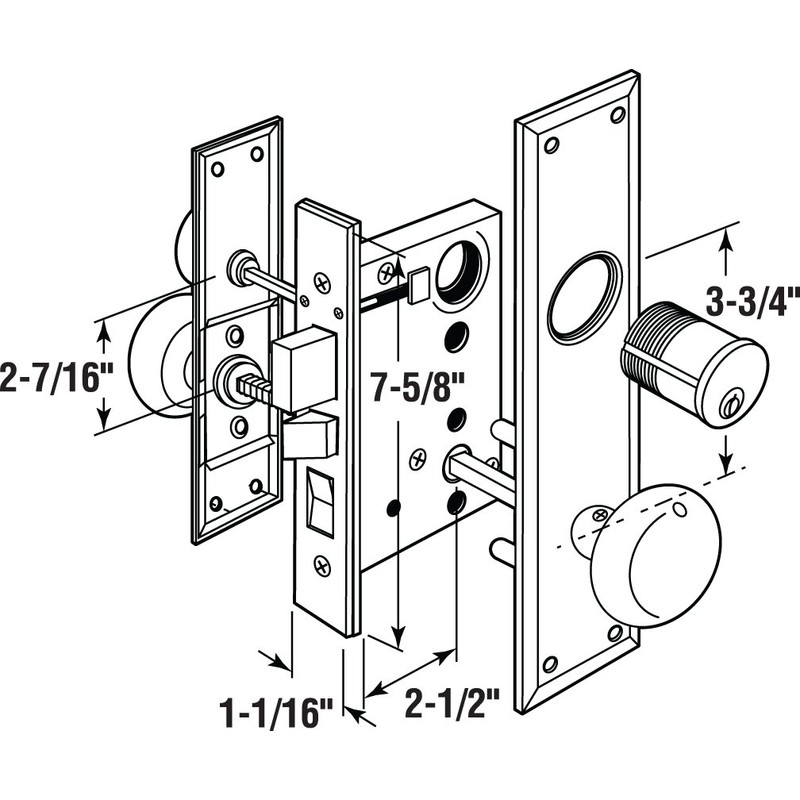 Segal SE 26010 Mortise Lock Set, Brass Right Hand, 2-1/2