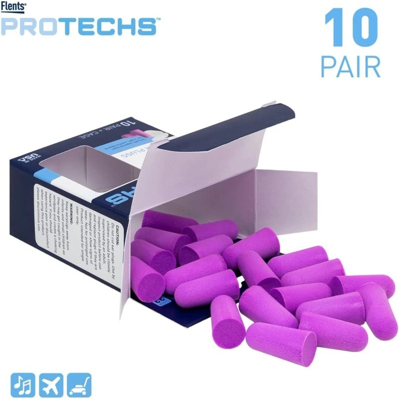 Flents Foam Ear Plugs, 10 Pair with Case for Sleeping,