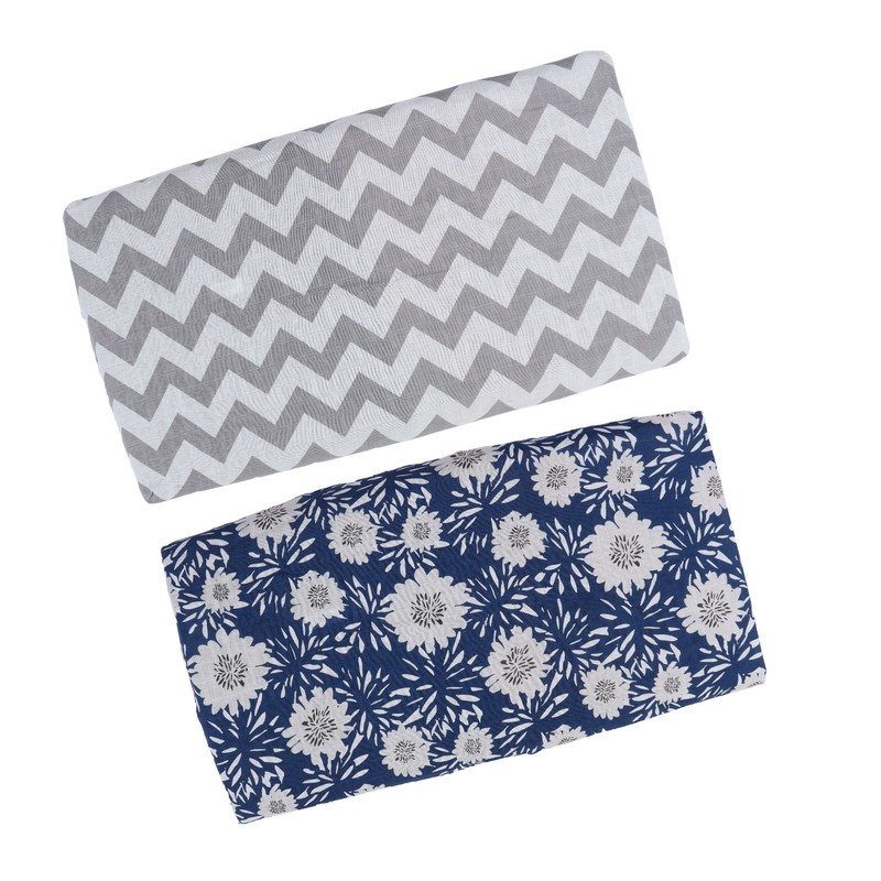 2Pcs Baby Crib Sheets Cotton Yarn Detachable Print Fitted Crib