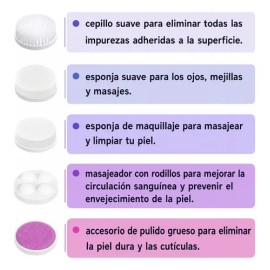 Cepillo De Limpieza Facial Profunda 5 En 1 Eléctrico                                                                                                  
